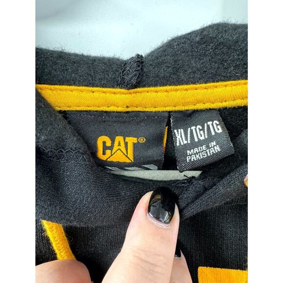 Caterpillar Black Men XL Hoodie CAT Construction‎ Sweatshirt Outer Work Wear - Picture 4 of 5